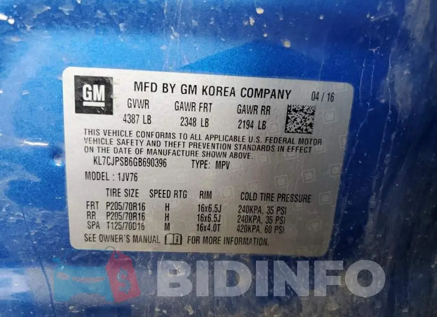 KL7CJPSB6GB690396 Photo# 13