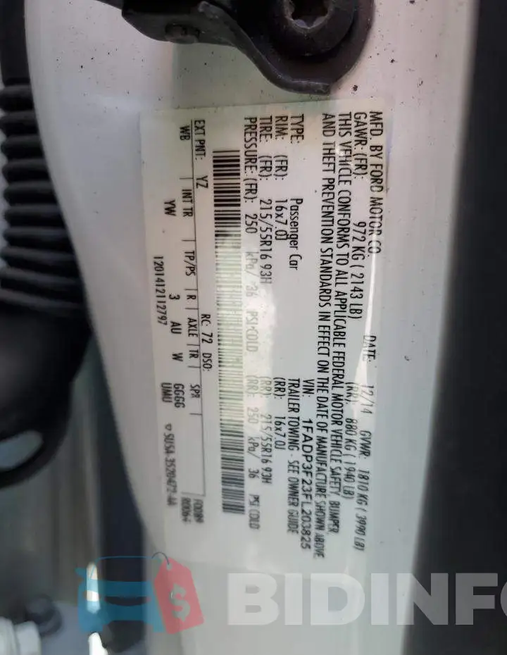 1FADP3F23FL203825 Photo# 12