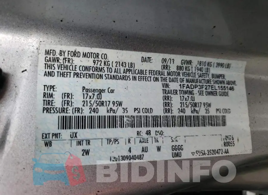 1FADP3F27EL155146 Photo# 13