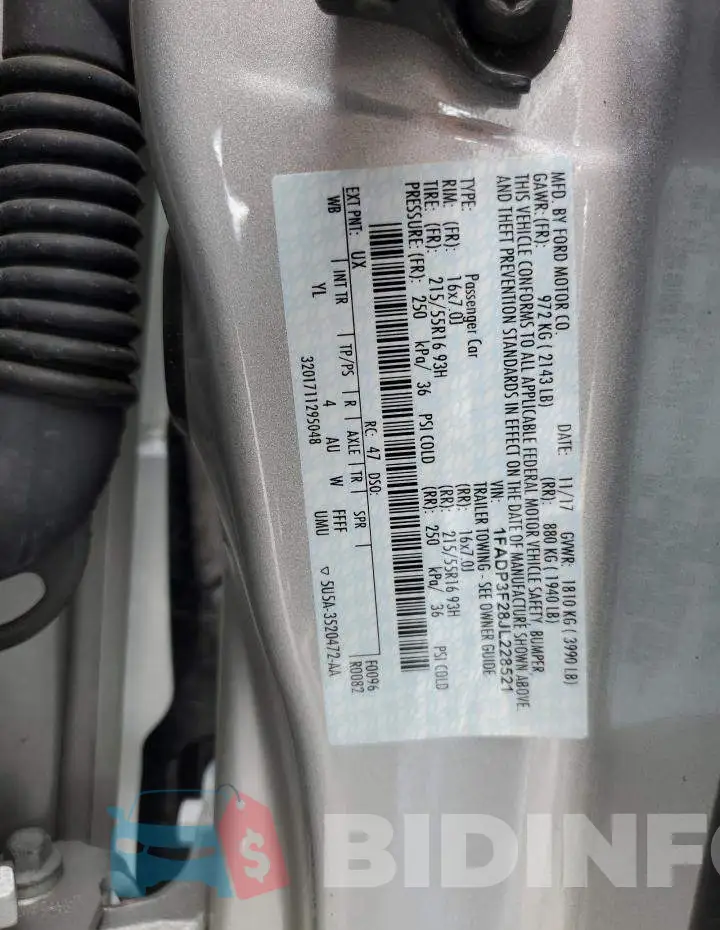 1FADP3F28JL228521 Photo# 12