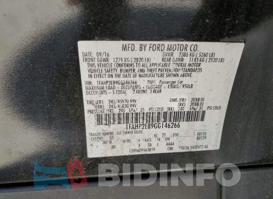 1FAHP2E89GG146266 Photo# 12
