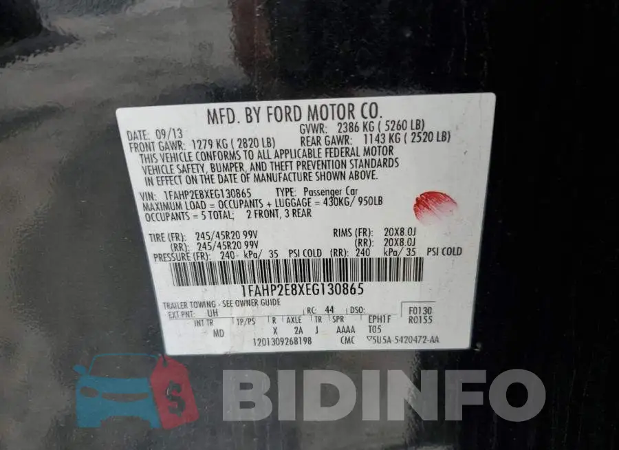 1FAHP2E8XEG130865 Photo# 12