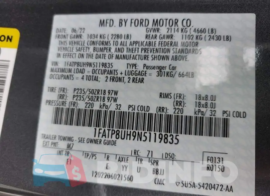 1FATP8UH9N5119835 Photo# 12