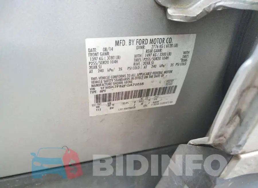 1FM5K7F82FGA70035 Photo# 13