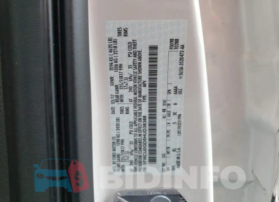 1FMCU0GD5HUD38388 Photo# 12