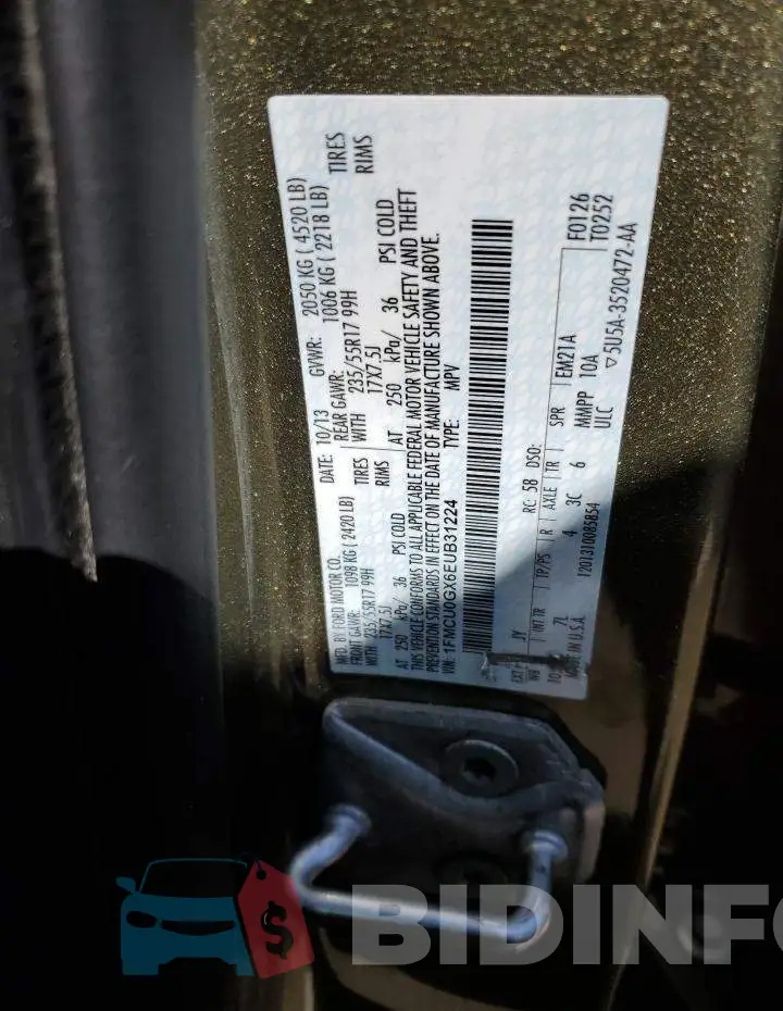 1FMCU0GX6EUB31224 Photo# 13