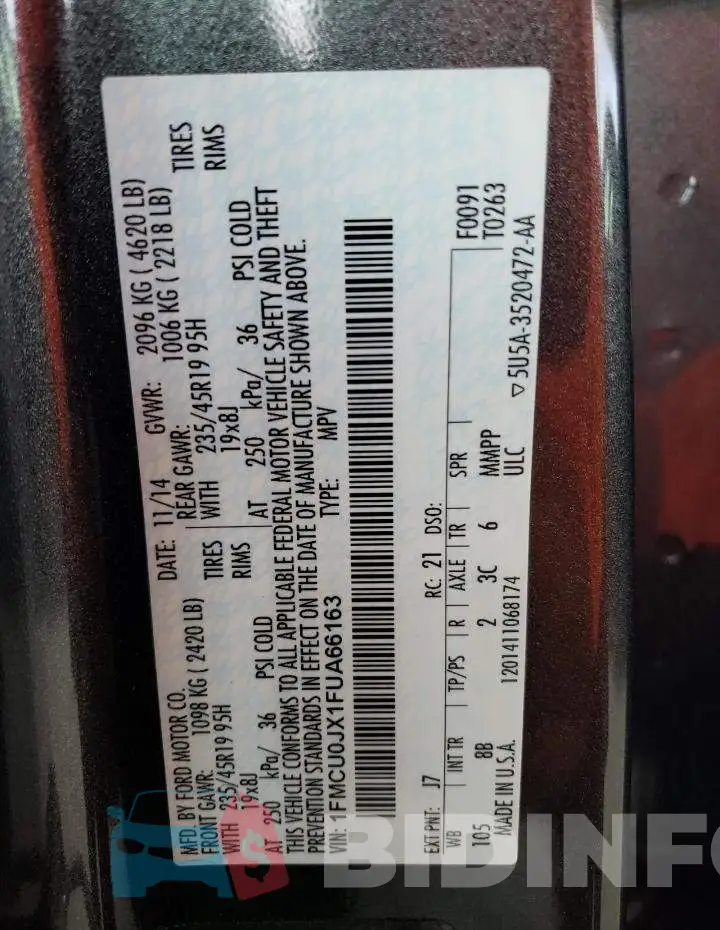 1FMCU0JX1FUA66163 Photo# 13