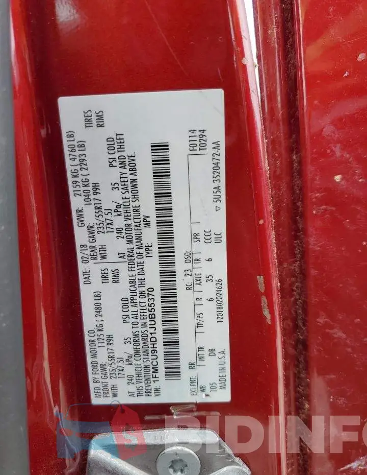1FMCU9HD1JUB55370 Photo# 13