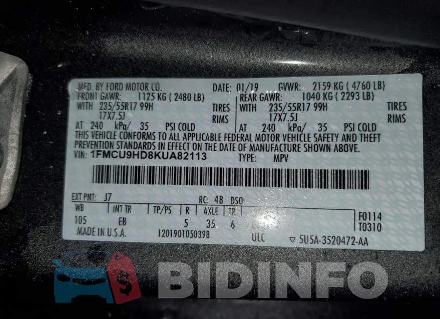 1FMCU9HD8KUA82113 Photo# 14