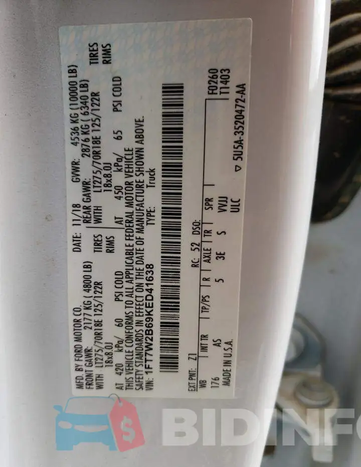 1FT7W2B69KED41638 Photo# 12