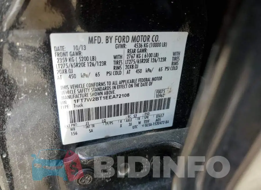 1FT7W2BT1EEA72108 Photo# 13