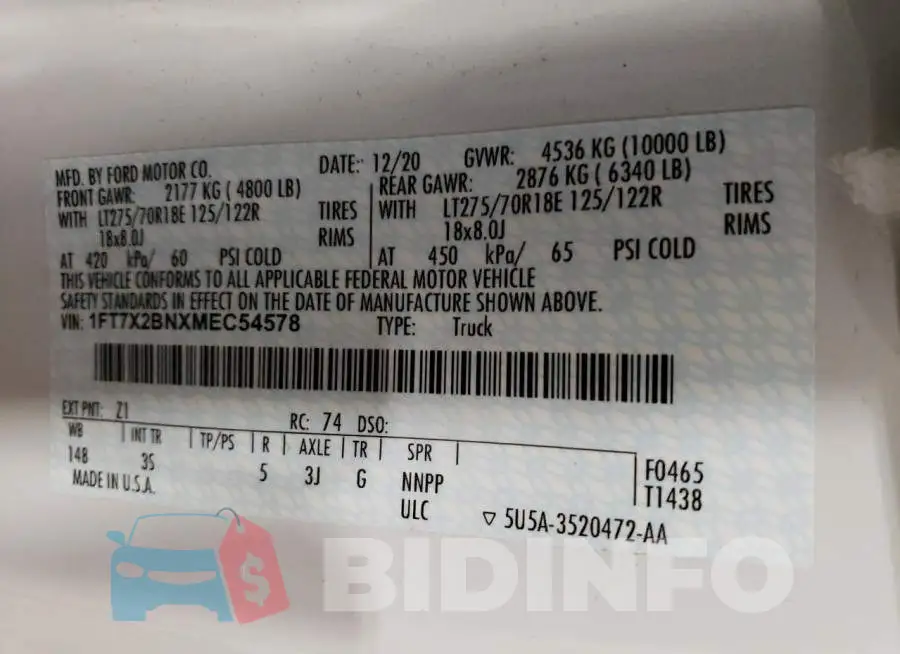1FT7X2BNXMEC54578 Photo# 12