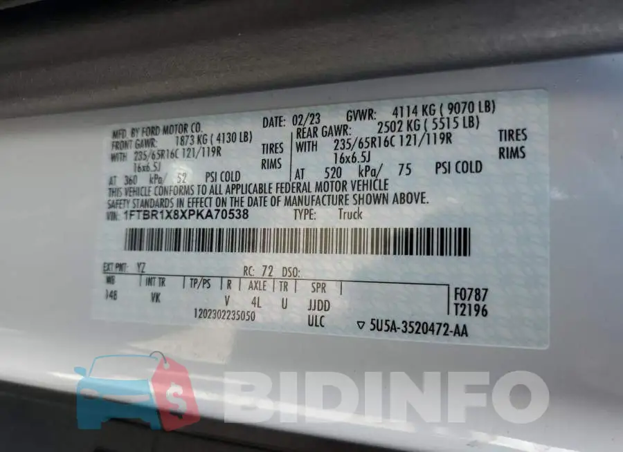 1FTBR1X8XPKA70538 Photo# 13