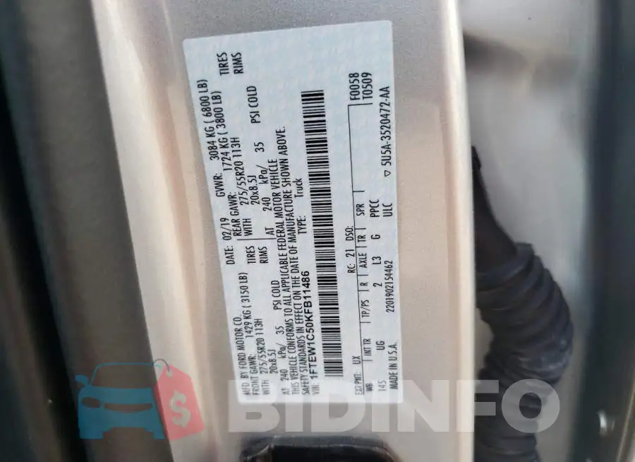 1FTEW1C50KFB11486 Photo# 13