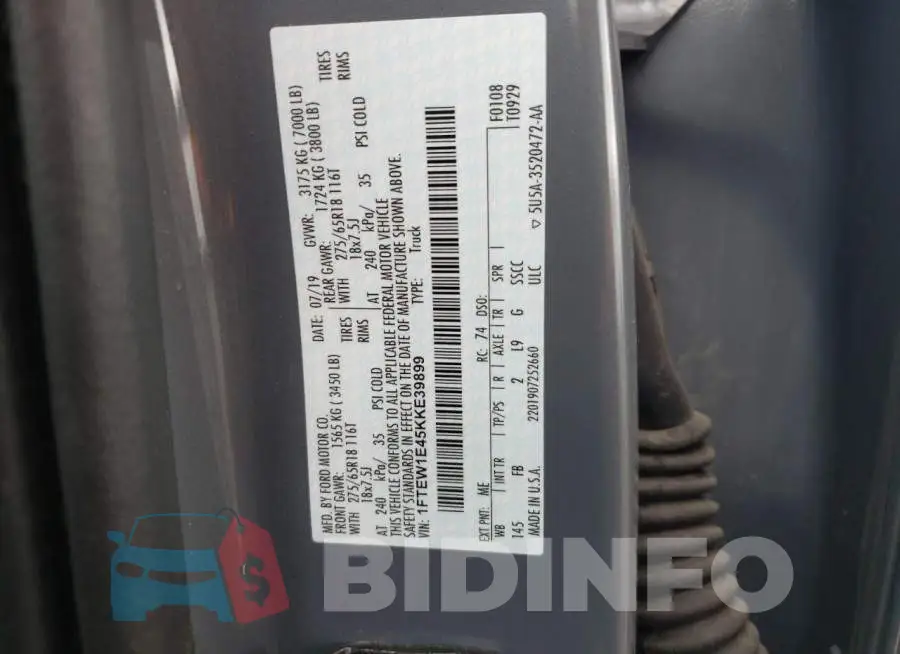 1FTEW1E45KKE39899 Photo# 13
