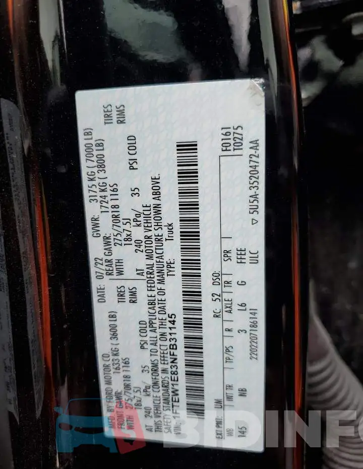 1FTEW1E83NFB31145 Photo# 12