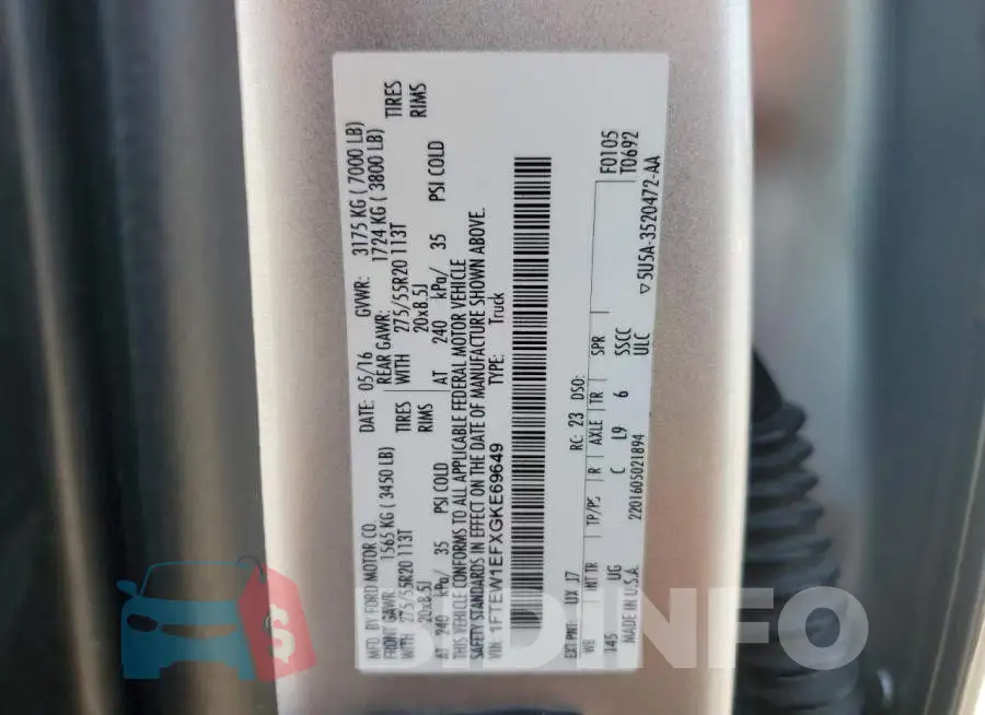 1FTEW1EFXGKE69649 Photo# 12