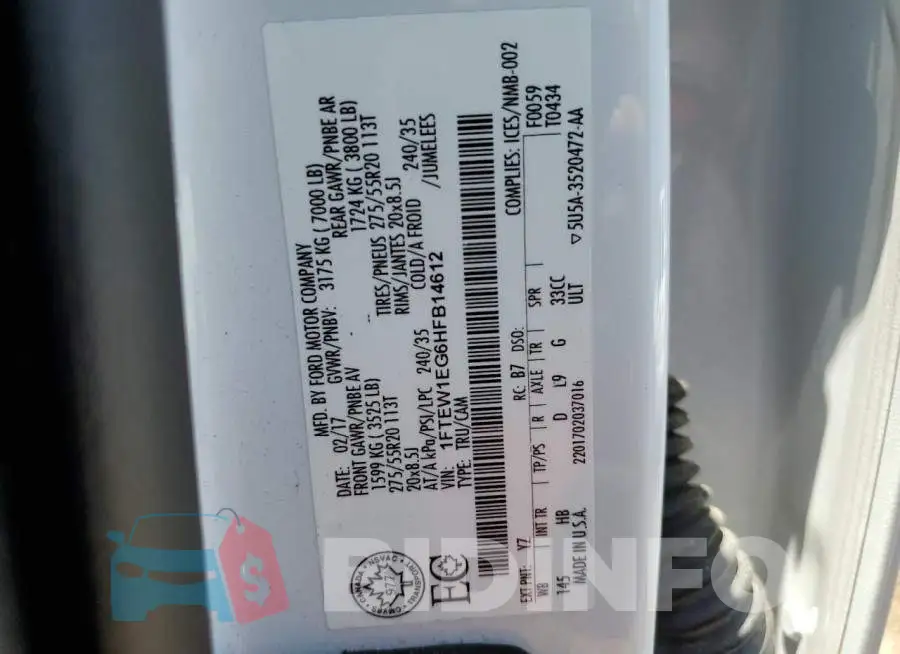 1FTEW1EG6HFB14612 Photo# 12