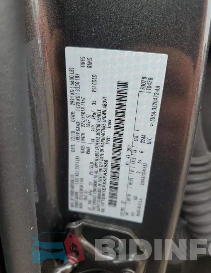 1FTEW1EPXKFA55586 Photo# 12