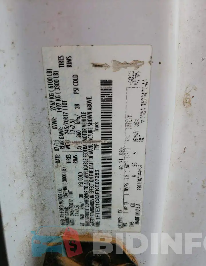 1FTEX1C83FKE07283 Photo# 12
