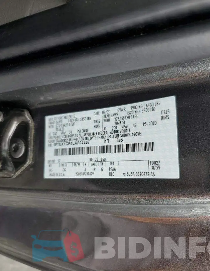 1FTEX1CP4LKF04267 Photo# 12