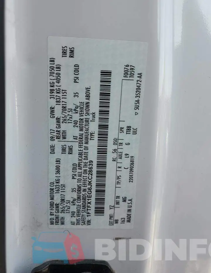 1FTFX1EG6JKC28639 Photo# 12