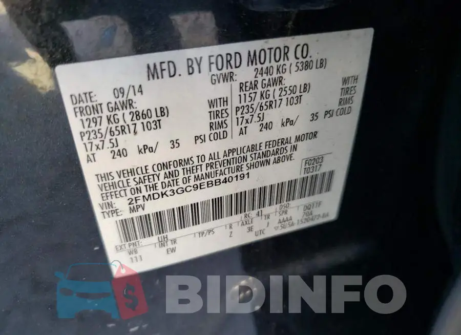 2FMDK3GC9EBB40191 Photo# 13