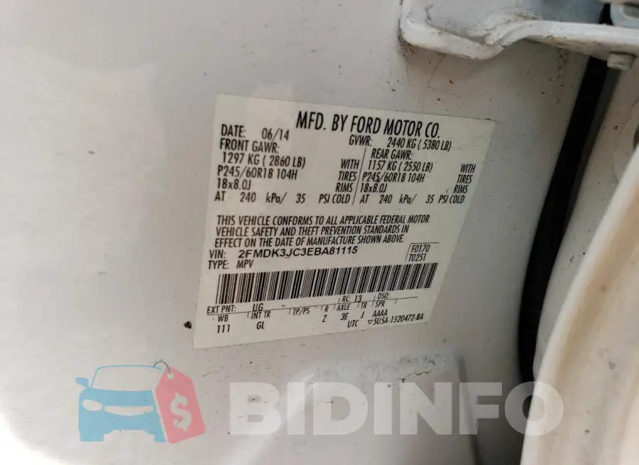 2FMDK3JC3EBA81115 Photo# 14