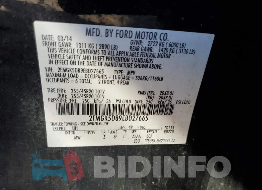 2FMGK5D89EBD27665 Photo# 12