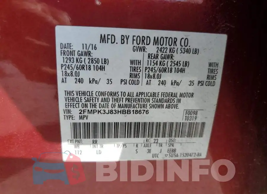 2FMPK3J83HBB18676 Photo# 13