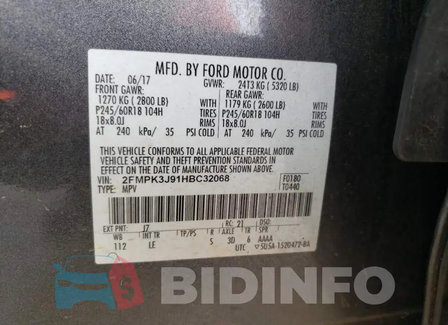 2FMPK3J91HBC32068 Photo# 13