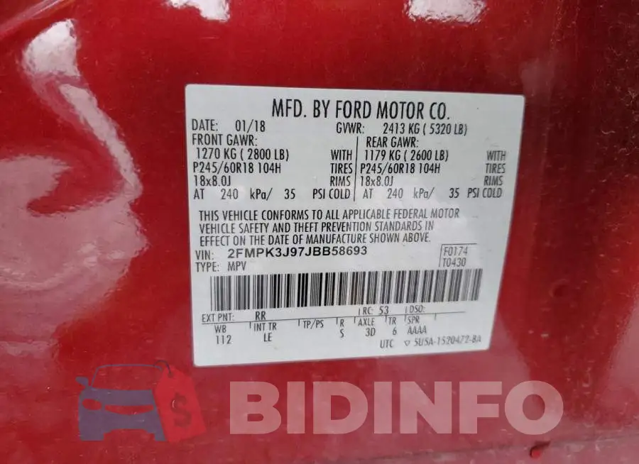 2FMPK3J97JBB58693 Photo# 12