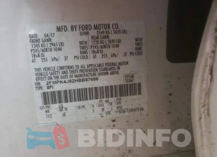 2FMPK4J82HBB87686 Photo# 13