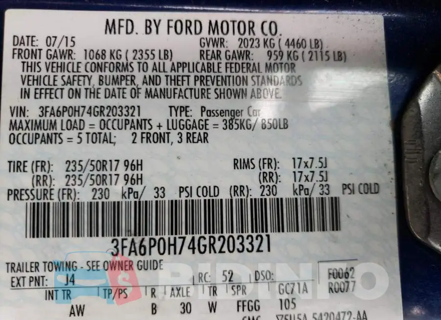 3FA6P0H74GR203321 Photo# 12