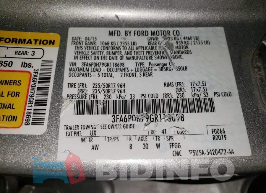 3FA6P0H79GR118698 Photo# 12