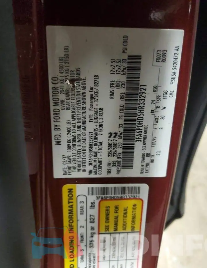 3FA6P0HD5HR332921 Photo# 13