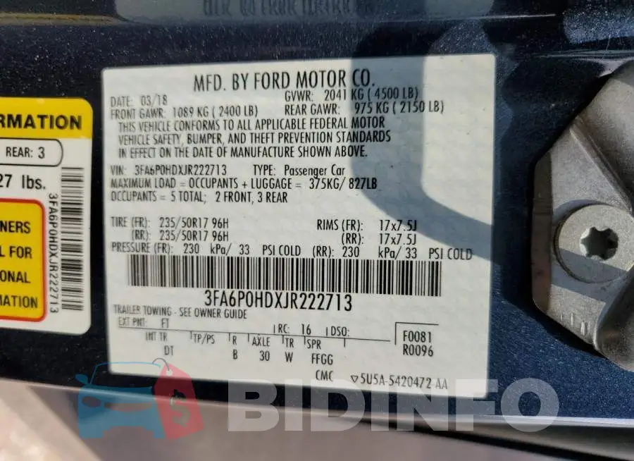 3FA6P0HDXJR222713 Photo# 12