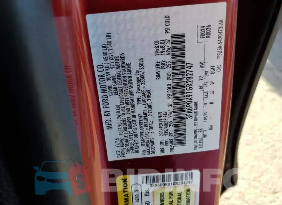 3FA6P0K91GR282747 Photo# 12