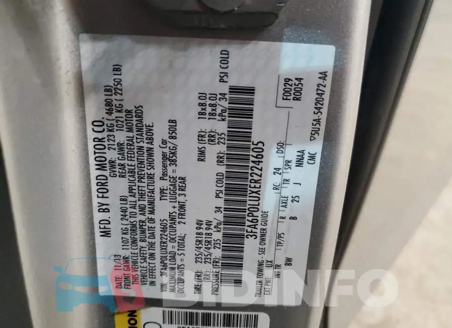 3FA6P0LUXER224605 Photo# 12