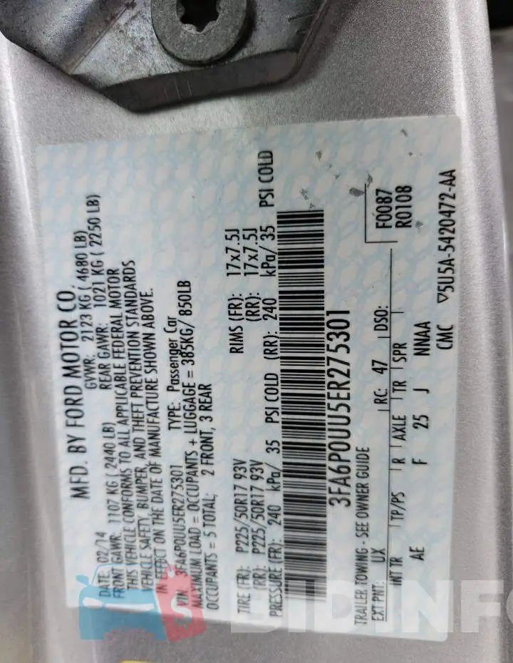 3FA6P0UU5ER275301 Photo# 13