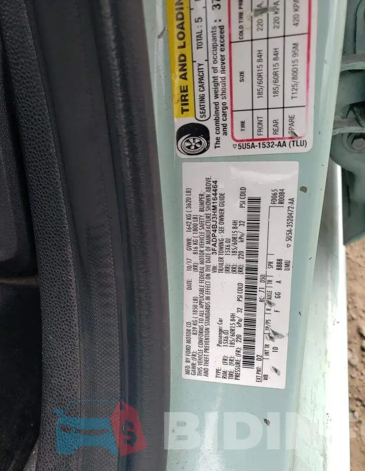 3FADP4BJ3HM164464 Photo# 12