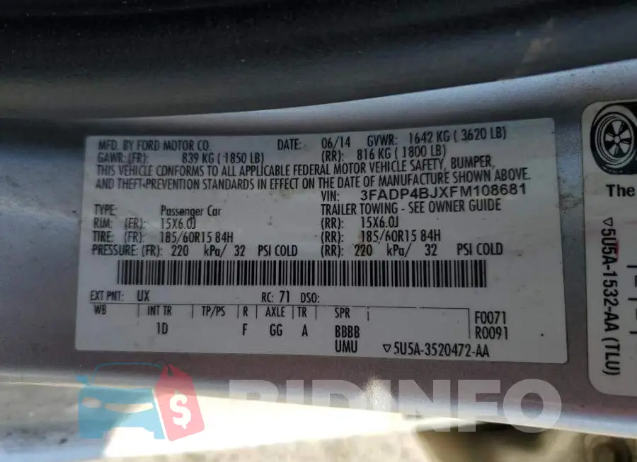 3FADP4BJXFM108681 Photo# 12