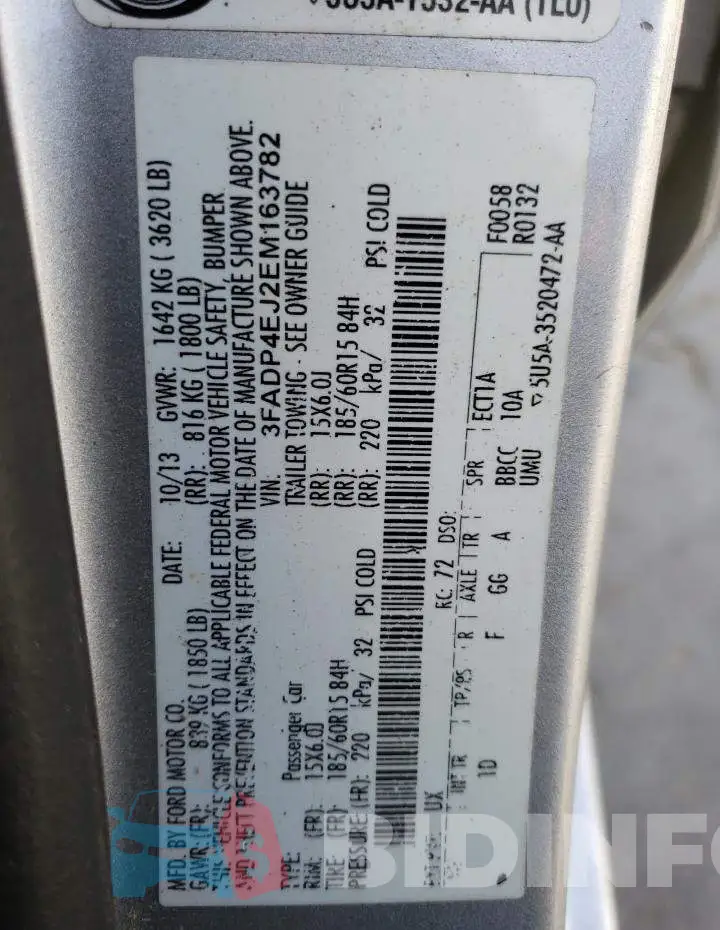 3FADP4EJ2EM163782 Photo# 12
