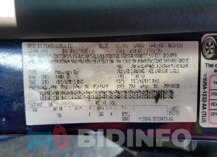 3FADP4EJ3GM178326 Photo# 12