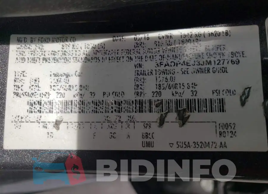 3FADP4EJ3JM127769 Photo# 13