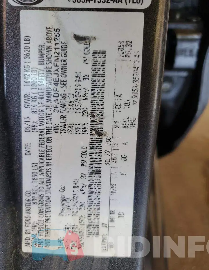 3FADP4EJXFM211255 Photo# 12
