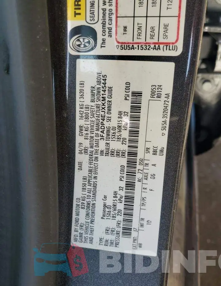 3FADP4EJXKM145445 Photo# 12