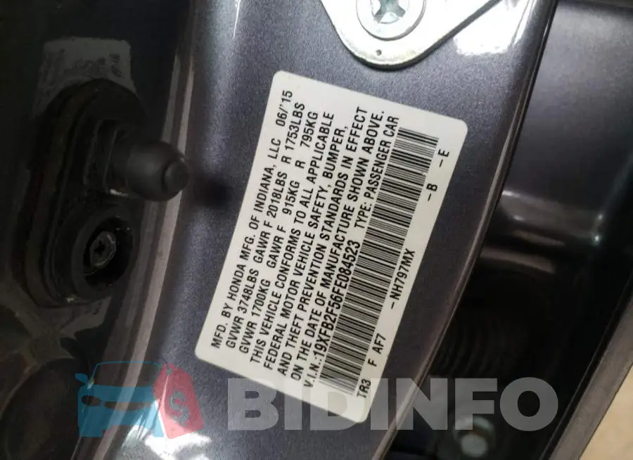19XFB2F56FE084523 Photo# 12