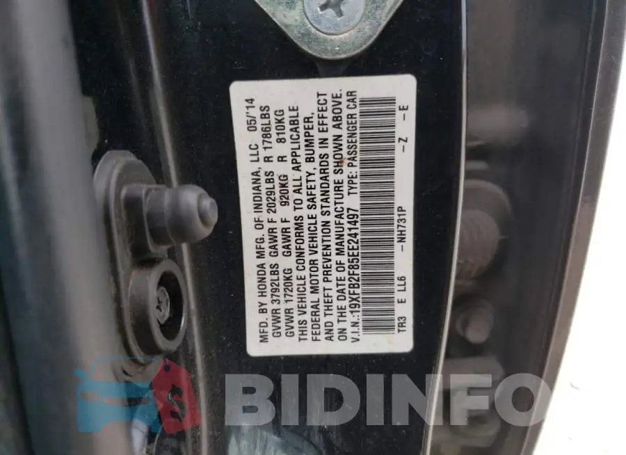 19XFB2F85EE241497 Photo# 12