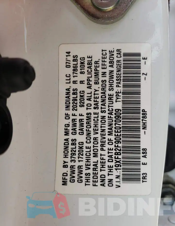 19XFB2F90EE070909 Photo# 12